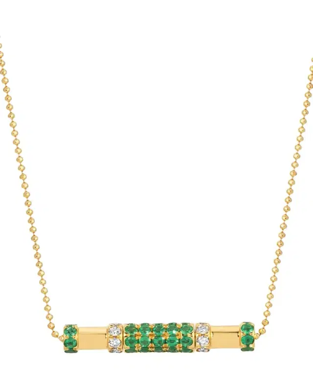 Graziela Gems 18K Emerald and Diamond Cavaletti Necklace