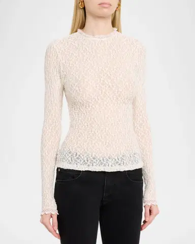 Isabel Marant Brany Stretch Lace Long-Sleeve Top | Thumbnail 3 Isabel Marant Brany Stretch Lace Long-Sleeve Top | Thumbnail 3