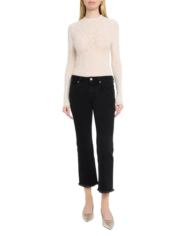 Isabel Marant Brany Stretch Lace Long-Sleeve Top