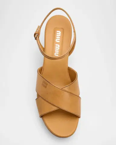 Miu Miu Waxed Leather Platform Sandals | Thumbnail 4 Miu Miu Waxed Leather Platform Sandals | Thumbnail 4