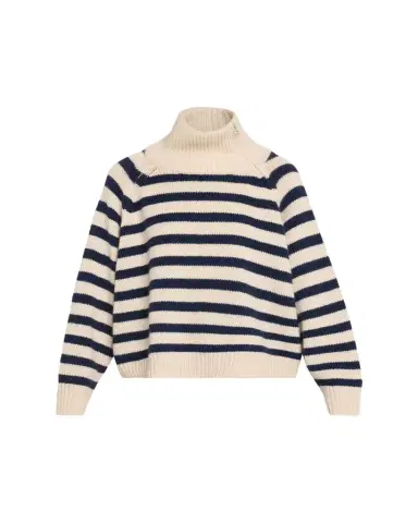 Nili Lotan Raelyn Striped Zip Turtleneck Cashmere Sweater | Thumbnail 1