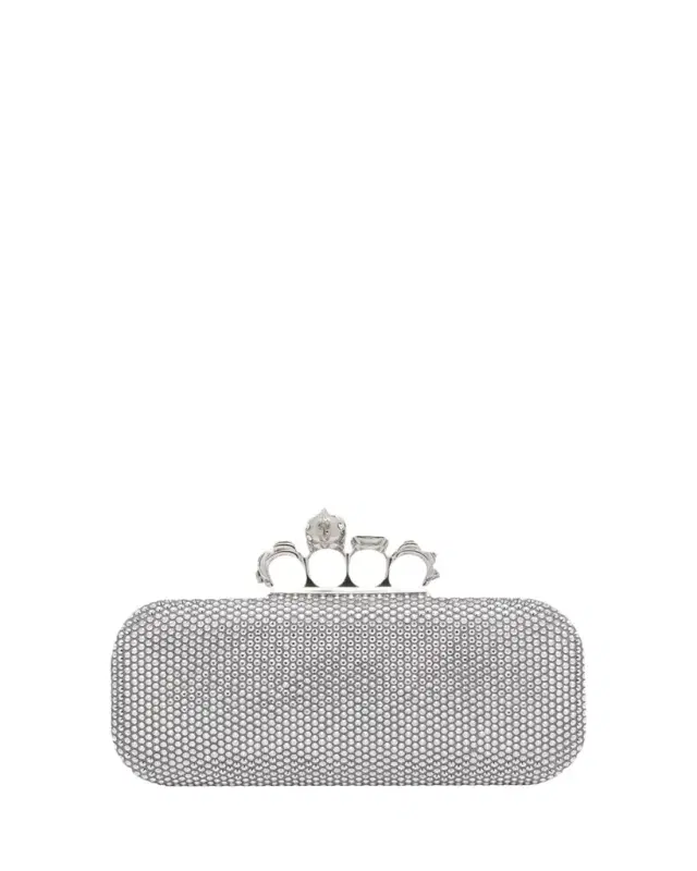 Punk Four Ring Rhinestone Leather Clutch Bag
