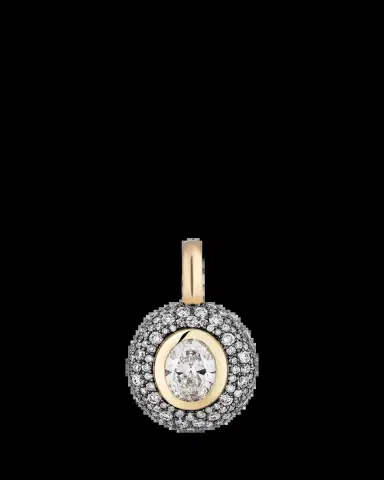 Mason and Books 14K Floret Medium Oval Pendant with Diamonds and Black Rhodium | Thumbnail 2