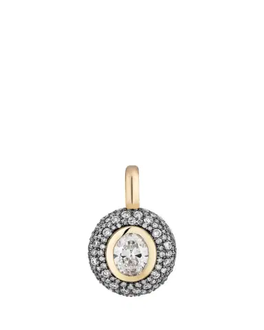 Mason and Books 14K Floret Medium Oval Pendant with Diamonds and Black Rhodium | Thumbnail 1