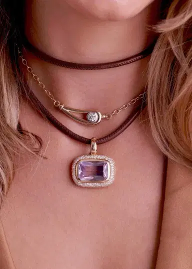 Mason and Books 14K Jumbo Floret Pendant with East-West Rose de France and Diamonds | Thumbnail 2