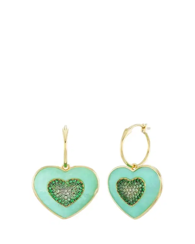 Emily P. Wheeler Rock Heart Earrings with Chrysoprase and Tsavorite