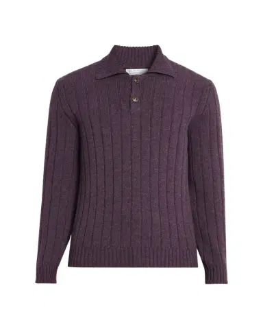 Brunello Cucinelli Men's Cashmere Rib-Knit Polo Sweater | Thumbnail 1