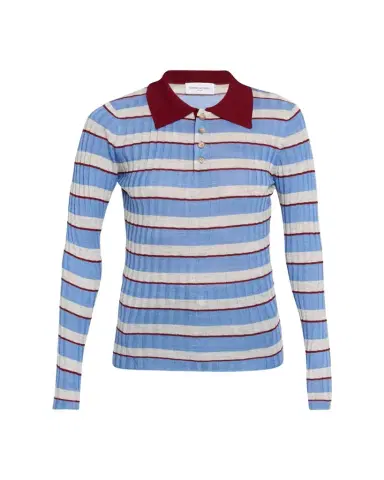 Brandon Maxwell Joni Knit Polo Long-Sleeve Shirt | Thumbnail 1 Brandon Maxwell Joni Knit Polo Long-Sleeve Shirt | Thumbnail 1