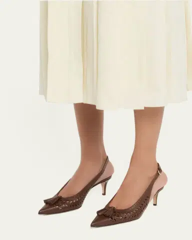 Gianvito Rossi 55mm Vitello Cutout Leather Slingback Pumps | Thumbnail 2
