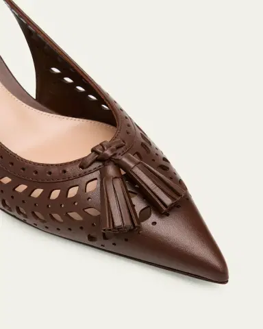 Gianvito Rossi 55mm Vitello Cutout Leather Slingback Pumps | Thumbnail 5