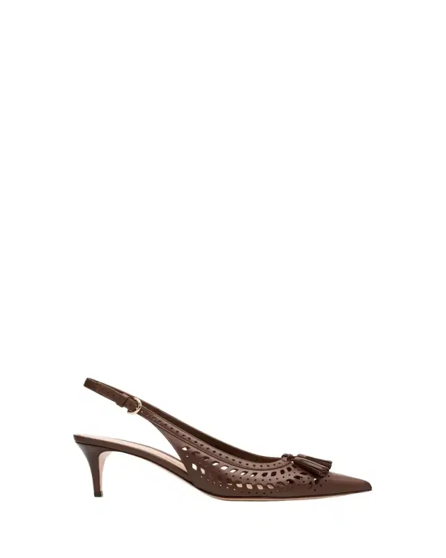 Gianvito Rossi 55mm Vitello Cutout Leather Slingback Pumps