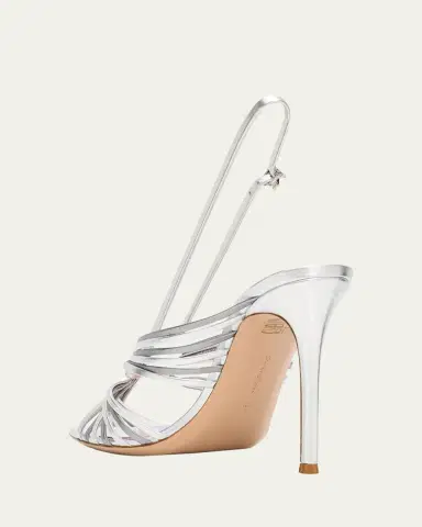 Gianvito Rossi 10mm Metallic Leather Slingback Sandals | Thumbnail 4