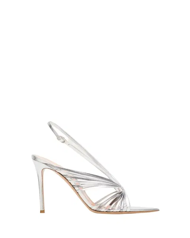 Gianvito Rossi 105mm Metallic Leather Slingback Sandals