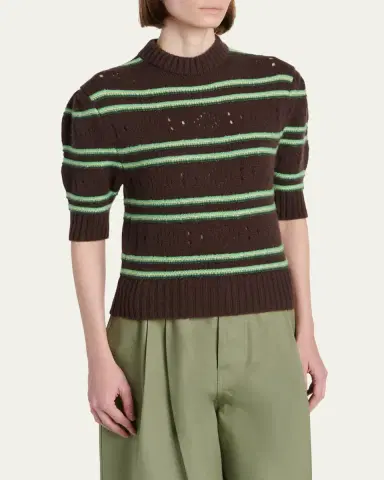 Marni Cashmere Perforated Striped Sweater | Thumbnail 4