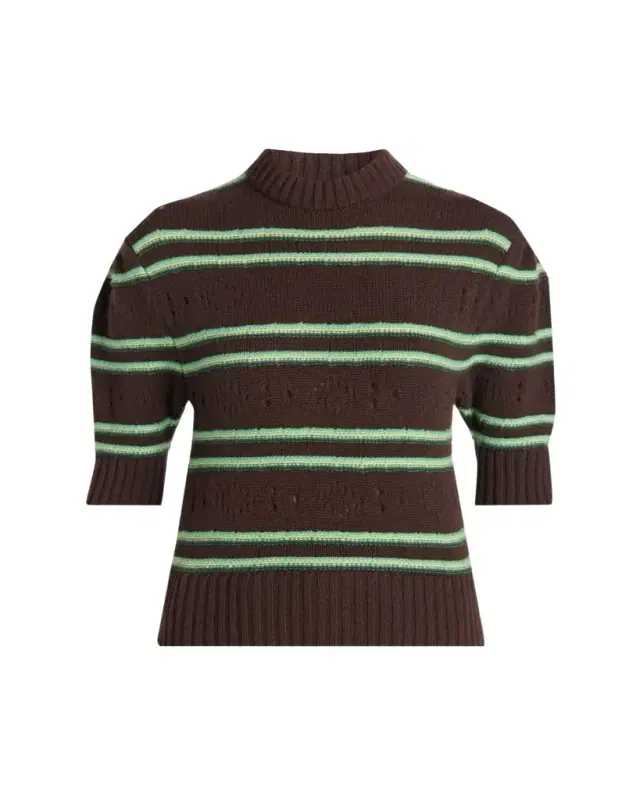 Cashmere Perforated Striped Sweater