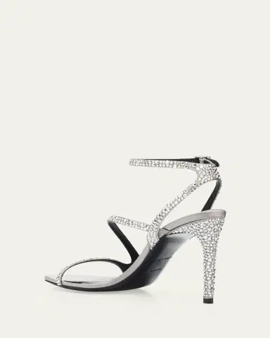 Alexander McQueen 90mm Skull Embellished Satin Ankle-Strap Sandals | Thumbnail 2
