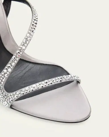 Alexander McQueen 90mm Skull Embellished Satin Ankle-Strap Sandals | Thumbnail 3