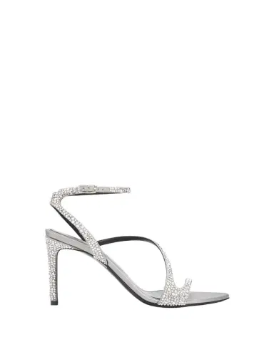 Alexander McQueen 90mm Skull Embellished Satin Ankle-Strap Sandals | Thumbnail 1