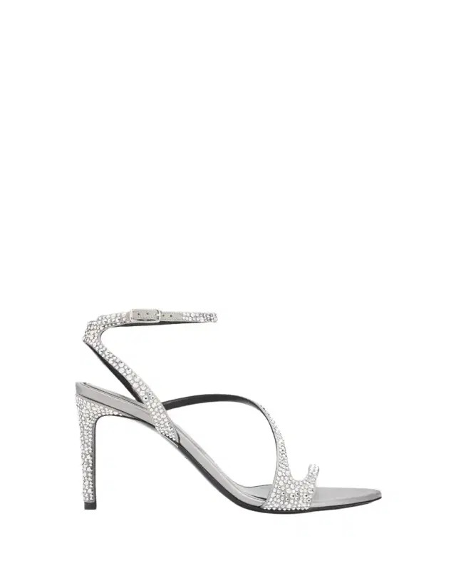 McQueen 90mm Skull Embellished Satin Ankle-Strap Sandals