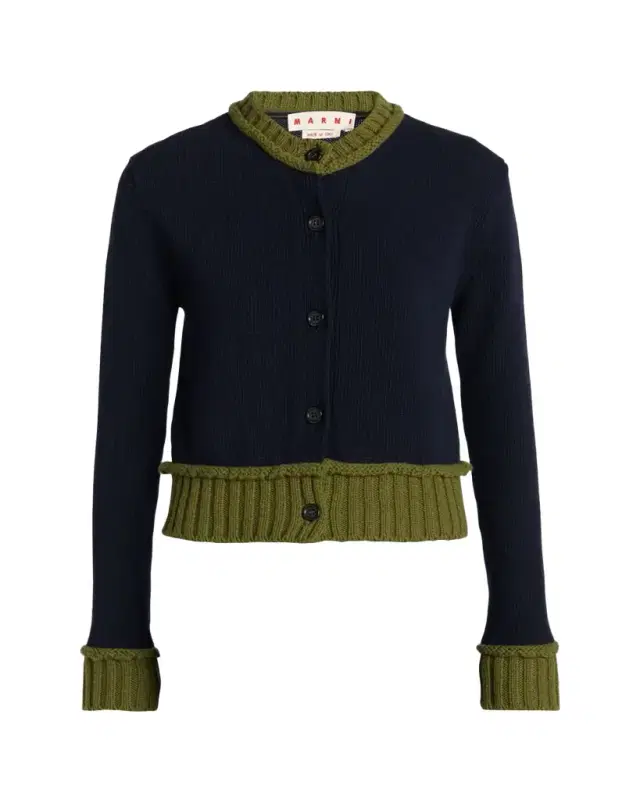 Marni Wool-Blend Contrast-Trim Cardigan