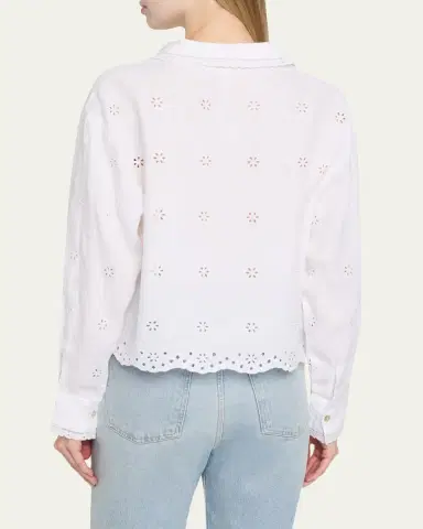 LoveShackFancy Delano Eyelet Linen Top | Thumbnail 3 LoveShackFancy Delano Eyelet Linen Top | Thumbnail 3