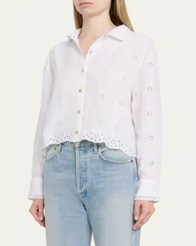 LoveShackFancy Delano Eyelet Linen Top | Thumbnail 4 LoveShackFancy Delano Eyelet Linen Top | Thumbnail 4