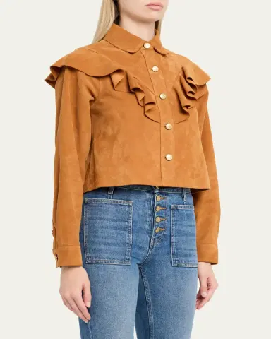 Ulla Johnson Matilde Ruffle Suede Jacket | Thumbnail 4