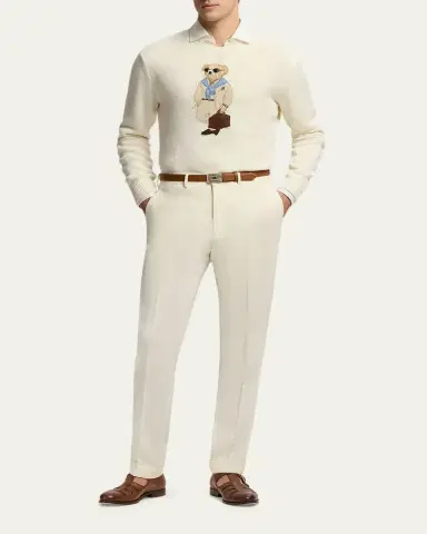 Ralph Lauren Purple Label Men's Silk Knit Polo Bear Crewneck Sweater | Thumbnail 2