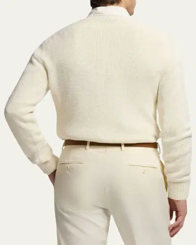 Ralph Lauren Purple Label Men's Silk Knit Polo Bear Crewneck Sweater | Thumbnail 3