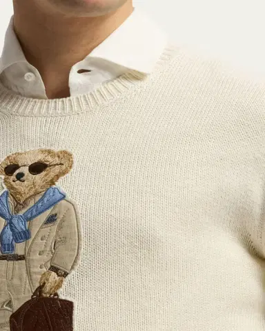 Ralph Lauren Purple Label Men's Silk Knit Polo Bear Crewneck Sweater | Thumbnail 5