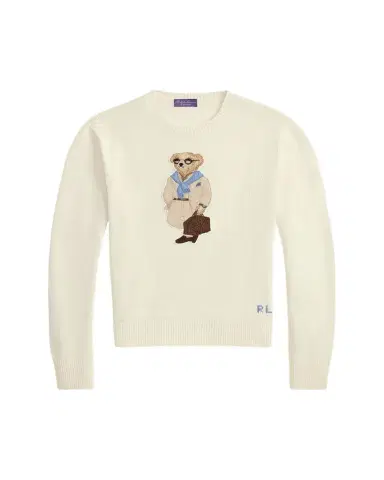 Ralph Lauren Purple Label Men's Silk Knit Polo Bear Crewneck Sweater | Thumbnail 1