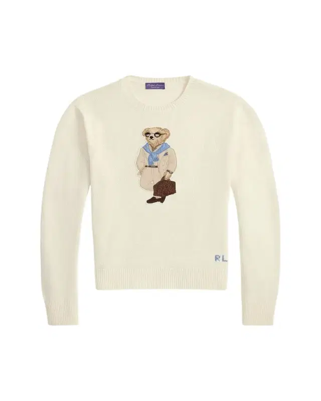 Men's Silk Knit Polo Bear Crewneck Sweater