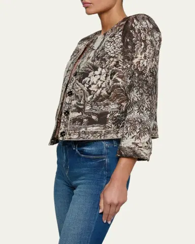 L'Agence Lian Collarless Tapestry Jacquard Jacket | Thumbnail 4