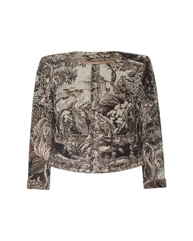 L'AGENCE Lian Collarless Tapestry Jacquard Jacket
