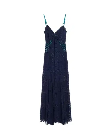 Rabanne Long Lace V-Neck Sleeveless Dress | Thumbnail 1 Rabanne Long Lace V-Neck Sleeveless Dress | Thumbnail 1