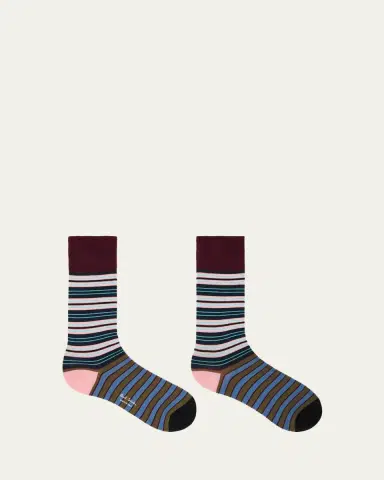 Paul Smith Men's Color-Block Multi-Stripe Crew Socks | Thumbnail 2 Paul Smith Men's Color-Block Multi-Stripe Crew Socks | Thumbnail 2