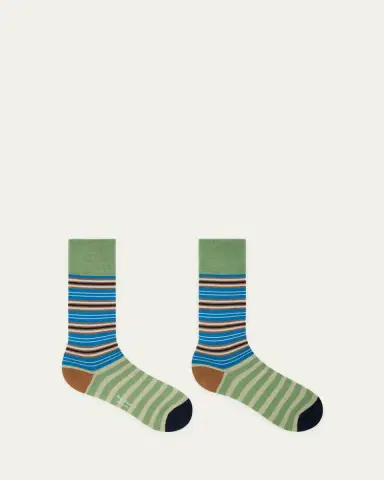 Paul Smith Men's Color-Block Multi-Stripe Crew Socks | Thumbnail 4 Paul Smith Men's Color-Block Multi-Stripe Crew Socks | Thumbnail 4
