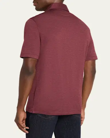 Brunello Cucinelli Men's Wool Blend Polo Shirt | Thumbnail 3