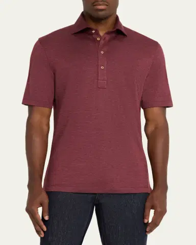 Brunello Cucinelli Men's Wool Blend Polo Shirt | Thumbnail 4