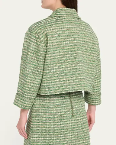 Carolina Herrera Boxy Cotton-Blend Crop Jacket | Thumbnail 3