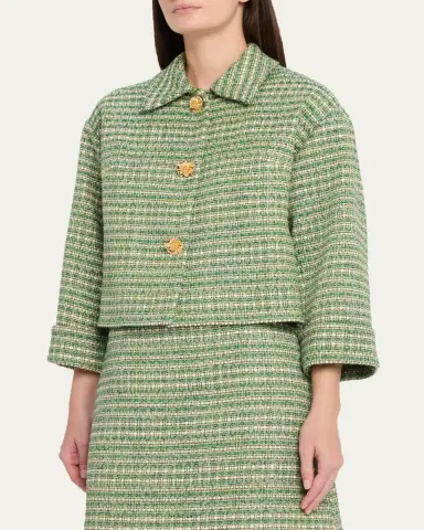 Carolina Herrera Boxy Cotton-Blend Crop Jacket | Thumbnail 4