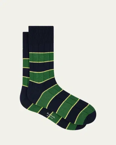 Paul Smith Men's Kennedy Contrast-Stripe Crew Socks | Thumbnail 3 Paul Smith Men's Kennedy Contrast-Stripe Crew Socks | Thumbnail 3