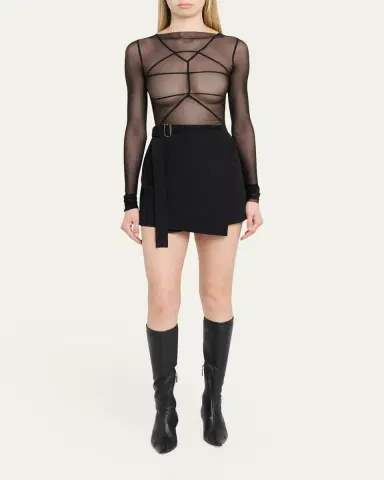 Rick Owens Temple Seamed Mesh Long-Sleeve Top | Thumbnail 2 Rick Owens Temple Seamed Mesh Long-Sleeve Top | Thumbnail 2