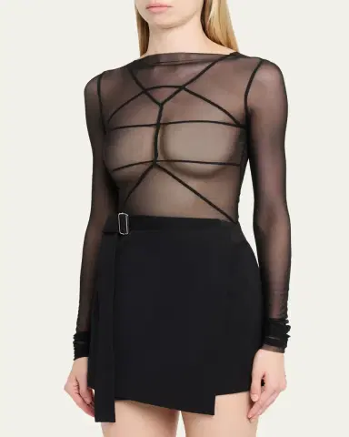 Rick Owens Temple Seamed Mesh Long-Sleeve Top | Thumbnail 4 Rick Owens Temple Seamed Mesh Long-Sleeve Top | Thumbnail 4