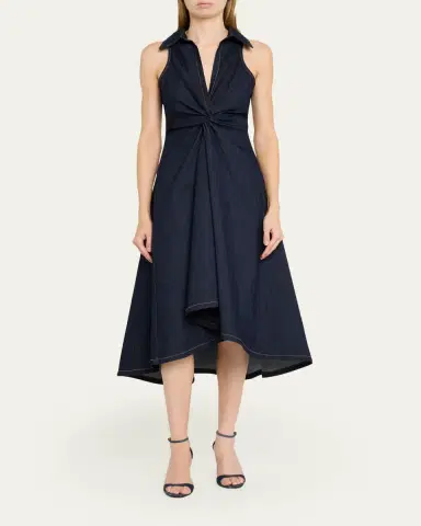 Cinq à Sept Sherri Twist-Front Denim Dress | Thumbnail 2