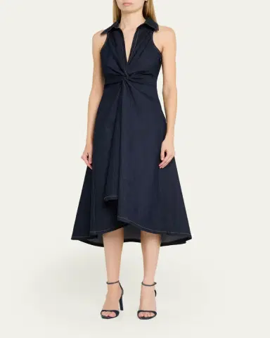 Cinq à Sept Sherri Twist-Front Denim Dress | Thumbnail 4