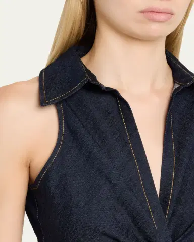 Cinq à Sept Sherri Twist-Front Denim Dress | Thumbnail 5