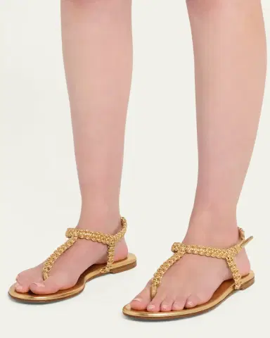 Gianvito Rossi Braided Metallic Nappa Leather Thong Sandals | Thumbnail 2 Gianvito Rossi Braided Metallic Nappa Leather Thong Sandals | Thumbnail 2