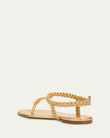 Gianvito Rossi Braided Metallic Nappa Leather Thong Sandals | Thumbnail 4 Gianvito Rossi Braided Metallic Nappa Leather Thong Sandals | Thumbnail 4