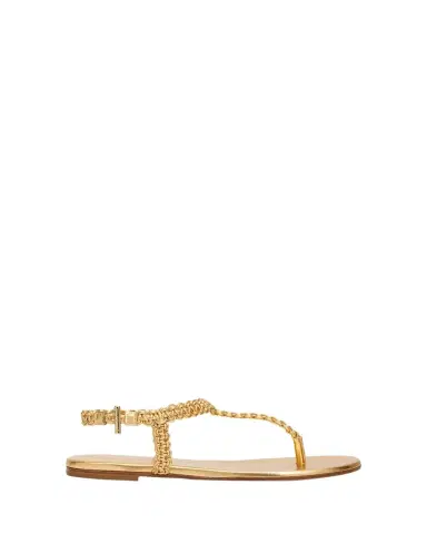 Gianvito Rossi Braided Metallic Nappa Leather Thong Sandals | Thumbnail 1 Gianvito Rossi Braided Metallic Nappa Leather Thong Sandals | Thumbnail 1